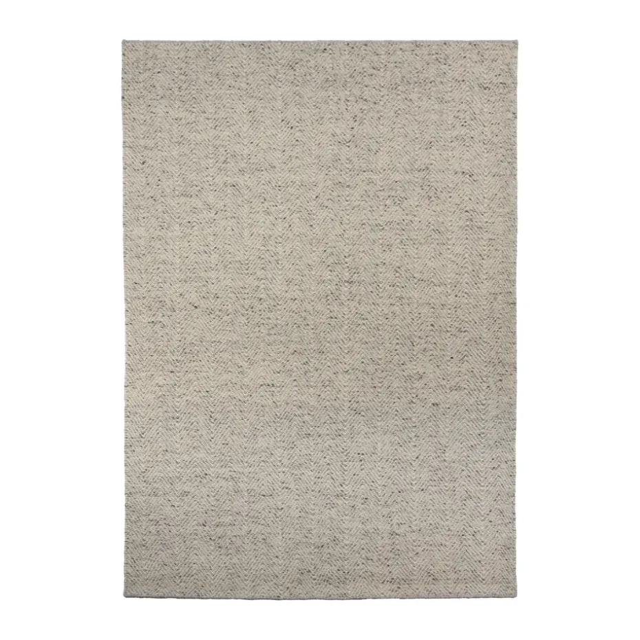Tapis en laine Furrow blanc nature/gris, 200x300 cm