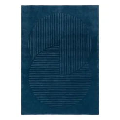 Tapis en laine Levels circles bleu, 200x300 cm