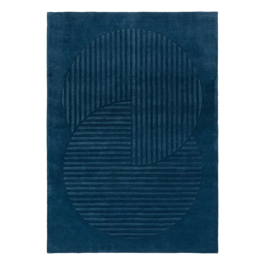 Tapis en laine Levels circles bleu, 200x300 cm