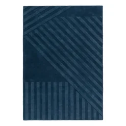 Tapis en laine Levels stripes bleu, 170x240 cm