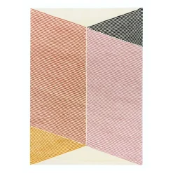 Tapis en laine Rectangles Rose, 170x240 cm