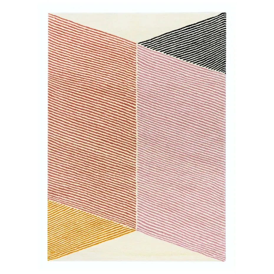 Tapis en laine Rectangles Rose, 170x240 cm