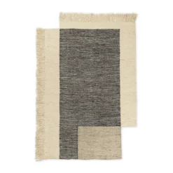 Tapis en laine Counter, Charbon-Blanc cassé, 140x200 cm