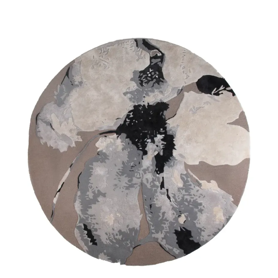Tapis Floreo Ø200 cm, Blanc-gris