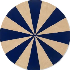 Tapis touffeté à la main Arch Ø130 cm, Bright blue-Off white