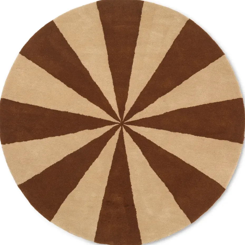 Tapis touffeté à la main Arch Ø130 cm, Dark brick-Off white