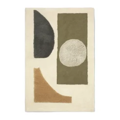 Tapis touffeté Bloco, Green-off white, 80x120 cm