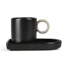 Tasse à espresso avec soucoupe Niki, Black-beige
