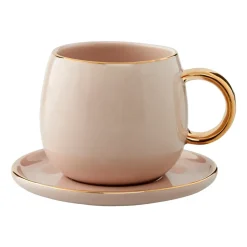 Tasse à espresso avec soucoupe Clara 15 cl, Rose-light gold