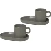 Tasse à espresso avec soucoupe Pilar lot de 2, Pewter