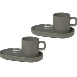 Tasse à espresso avec soucoupe Pilar lot de 2, Pewter