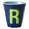 Tasse en mélamine Rice medium lettre R 30 cl, Dark blue
