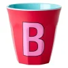 Tasse en mélamine Rice medium lettre B 30 cl, Red kiss