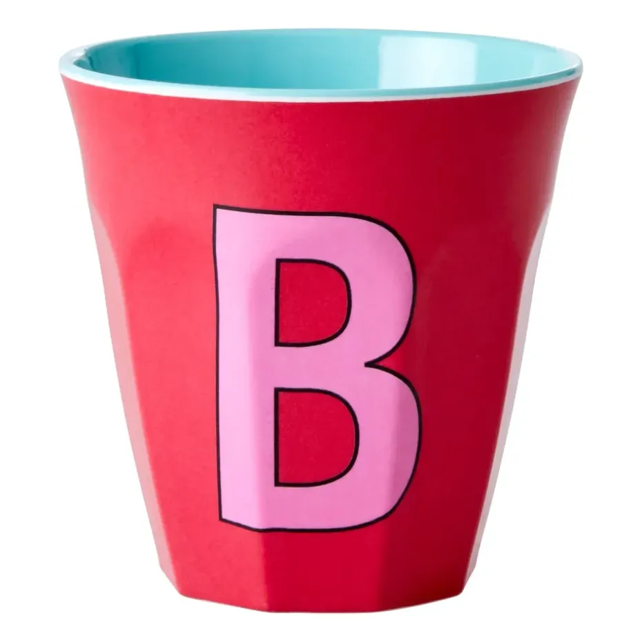 Tasse en mélamine Rice medium lettre B 30 cl, Red kiss