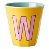 Tasse en mélamine Rice medium lettre W 30 cl, Yellow