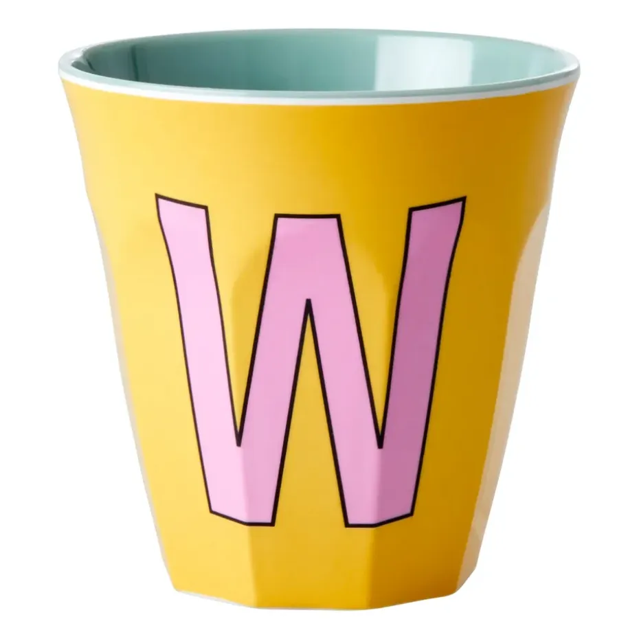 Tasse en mélamine Rice medium lettre W 30 cl, Yellow