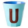 Tasse en mélamine Rice medium lettre U 30 cl, Mint
