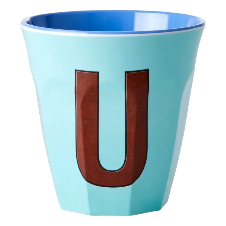 Tasse en mélamine Rice medium lettre U 30 cl, Mint