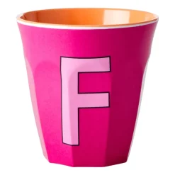 Tasse en mélamine Rice medium lettre F 30 cl, Fuchsia