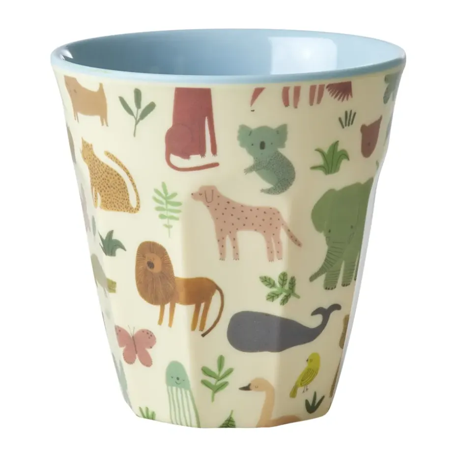 Tasse en mélamine Rice medium, Sweet Jungle Print-Soft blue