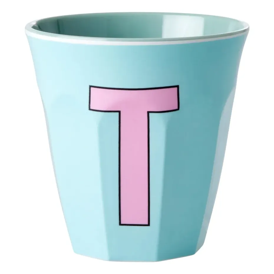 Tasse en mélamine Rice medium lettre T 30 cl, Mint