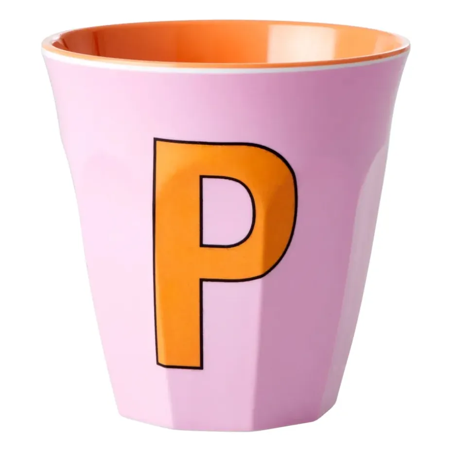 Tasse en mélamine Rice medium lettre P 30 cl, Pink