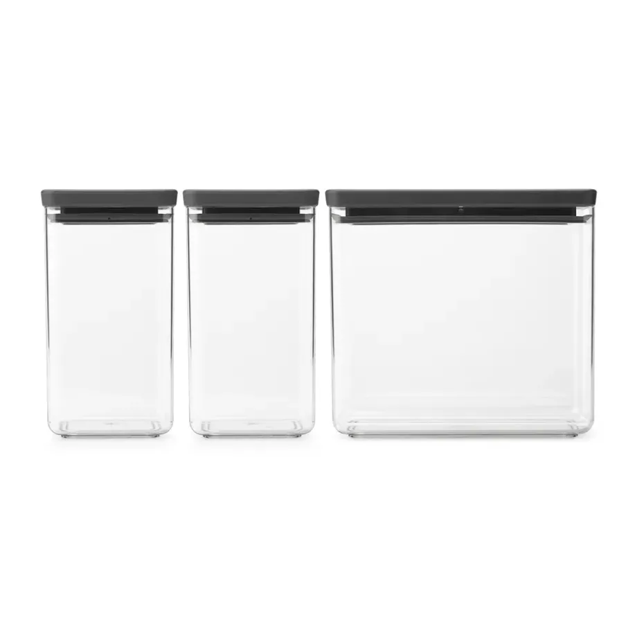 TASTY+ boîte empilable 3 pièces 2x1,6 L+3,5L, Gris foncé