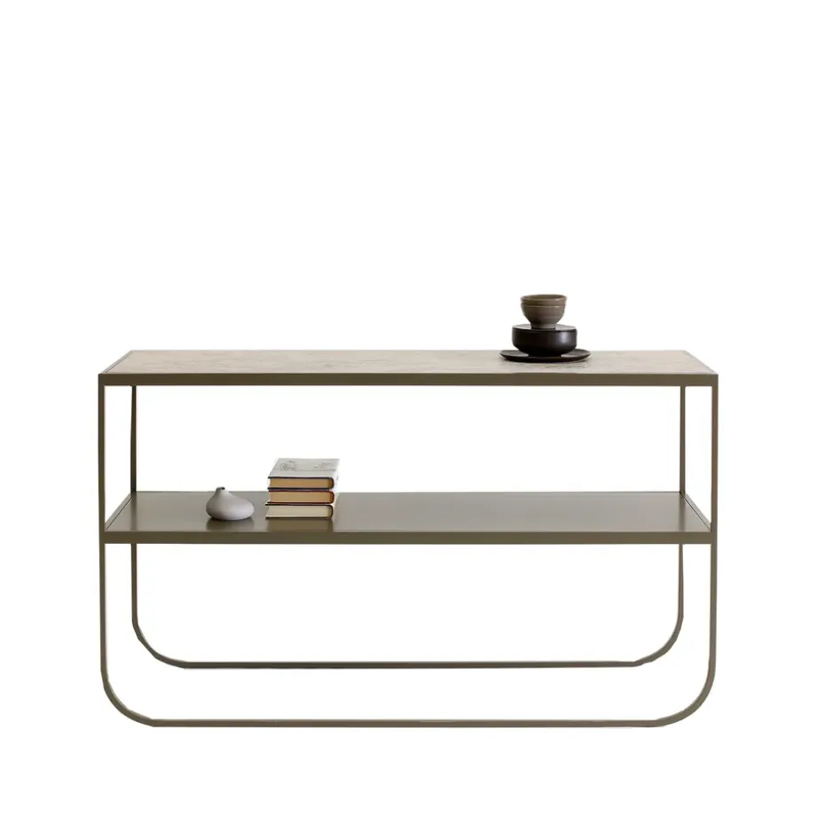 Tati Console 120 table d'appoint, calcaire jura, support nougat, 120