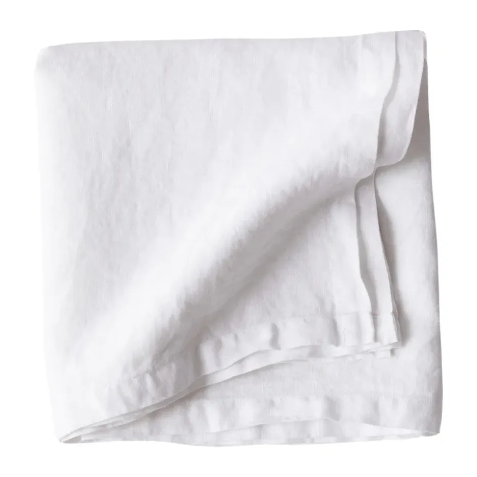Tell Me More nappe en lin 145x145 cm, Blanchi blanc