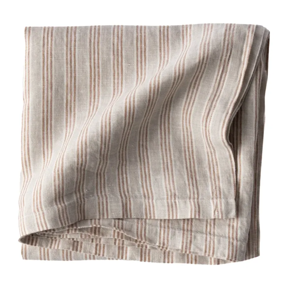 Tell Me More nappe en lin 145x145 cm, Rayure de noisette