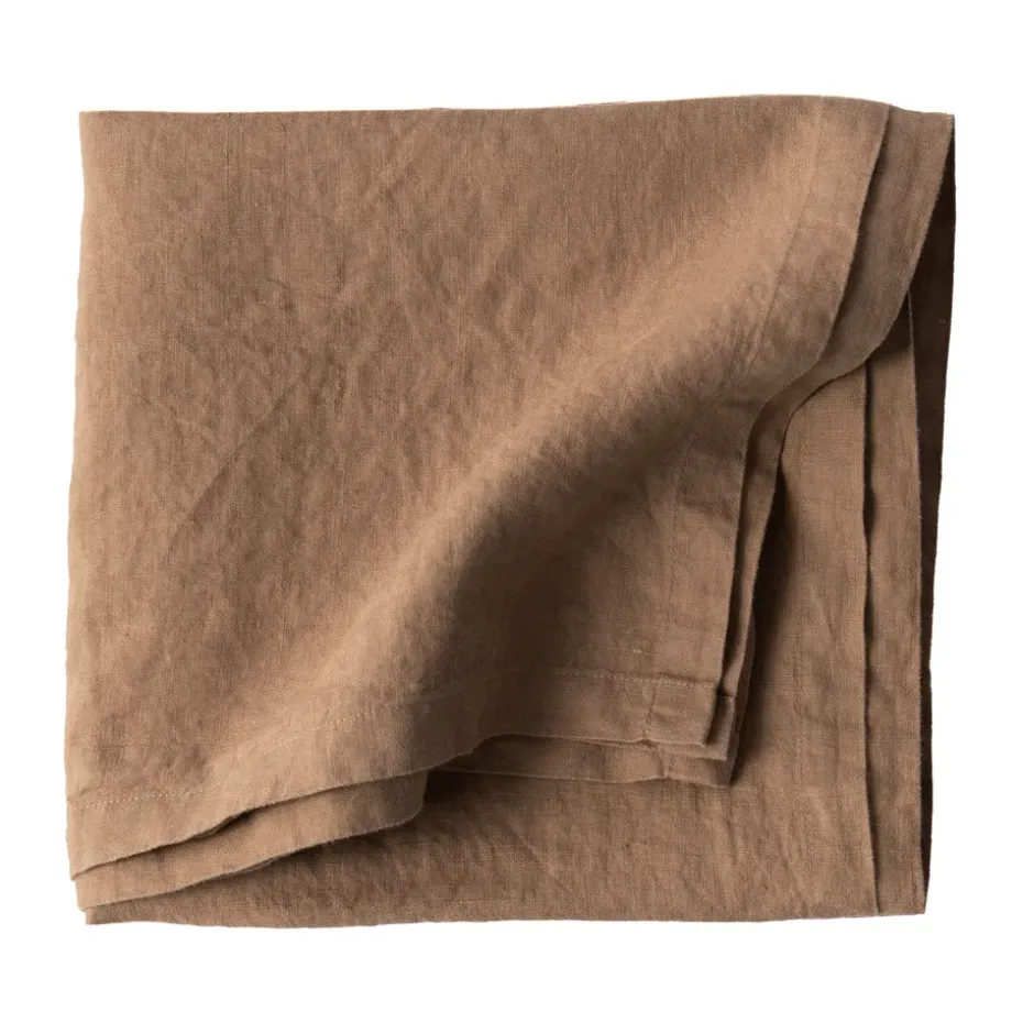 Tell Me More nappe en lin 145x145 cm, Noisette