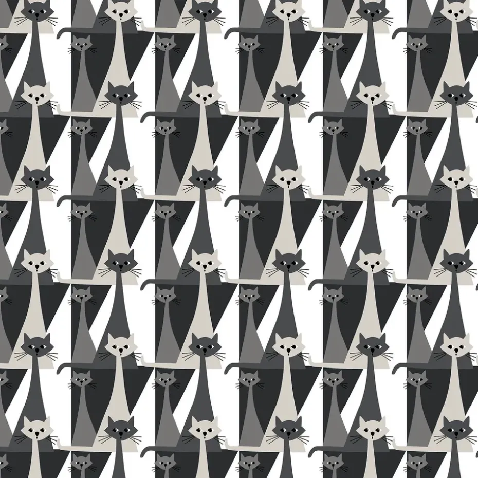 Tissu Kitty, Gris