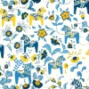Tissu Leksand, bleu-jaune