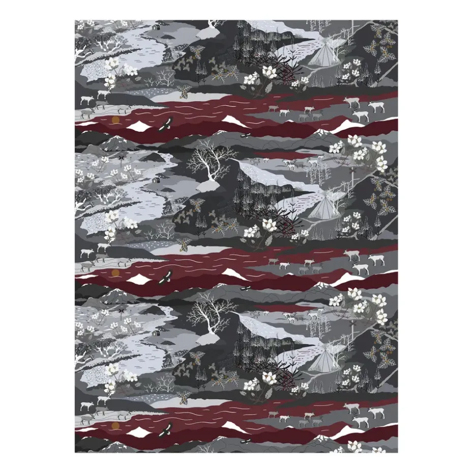 Toile cirée Fjällvandring, Gris-bordeaux