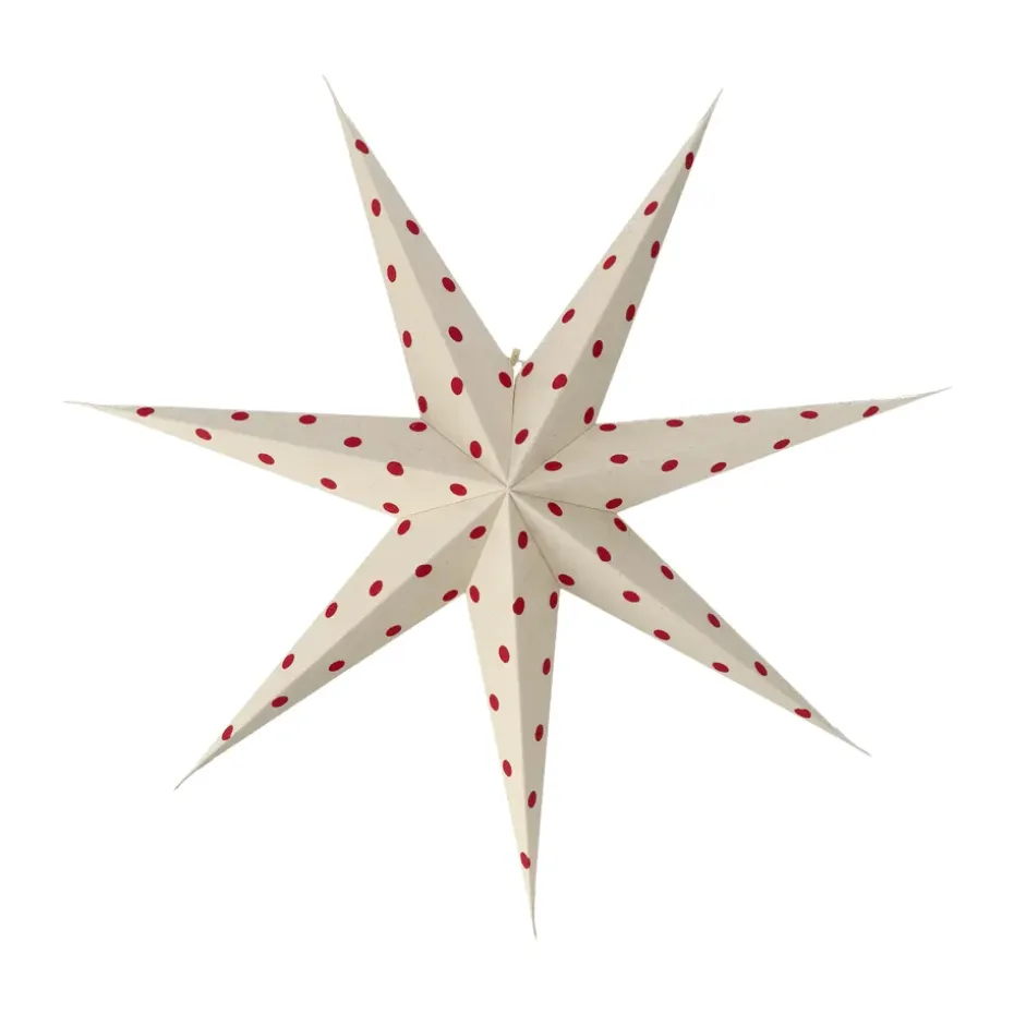 Étoile de l'avent blanche-points rouges Bare, 80 cm