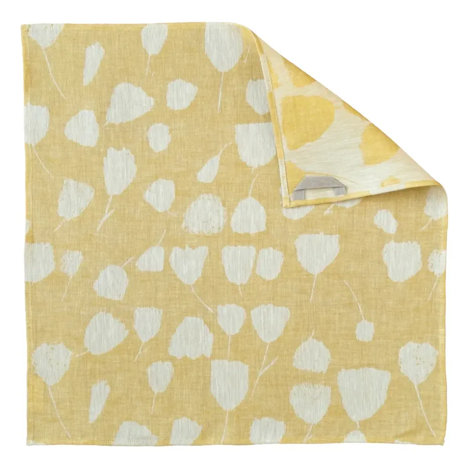 Torchon Bouquet 58x58 cm, Jaune-blanc
