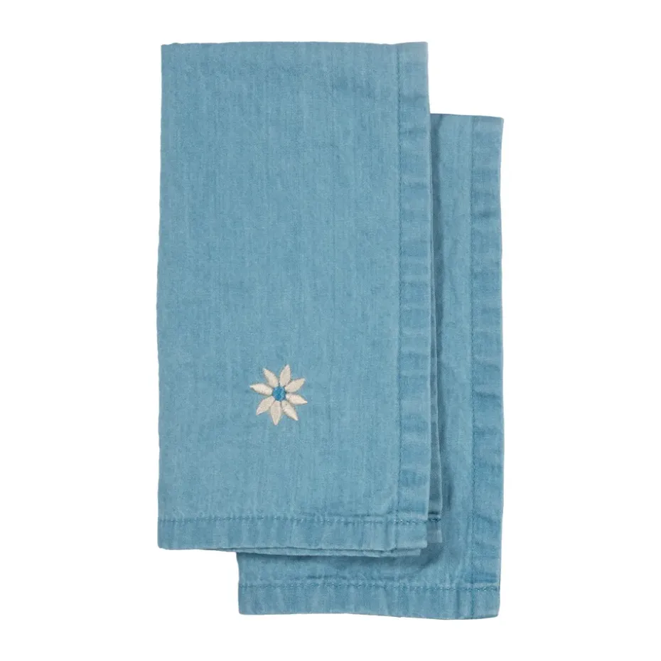 Torchon de cuisine Eden denim 50x70 cm lot de 2, Bleu
