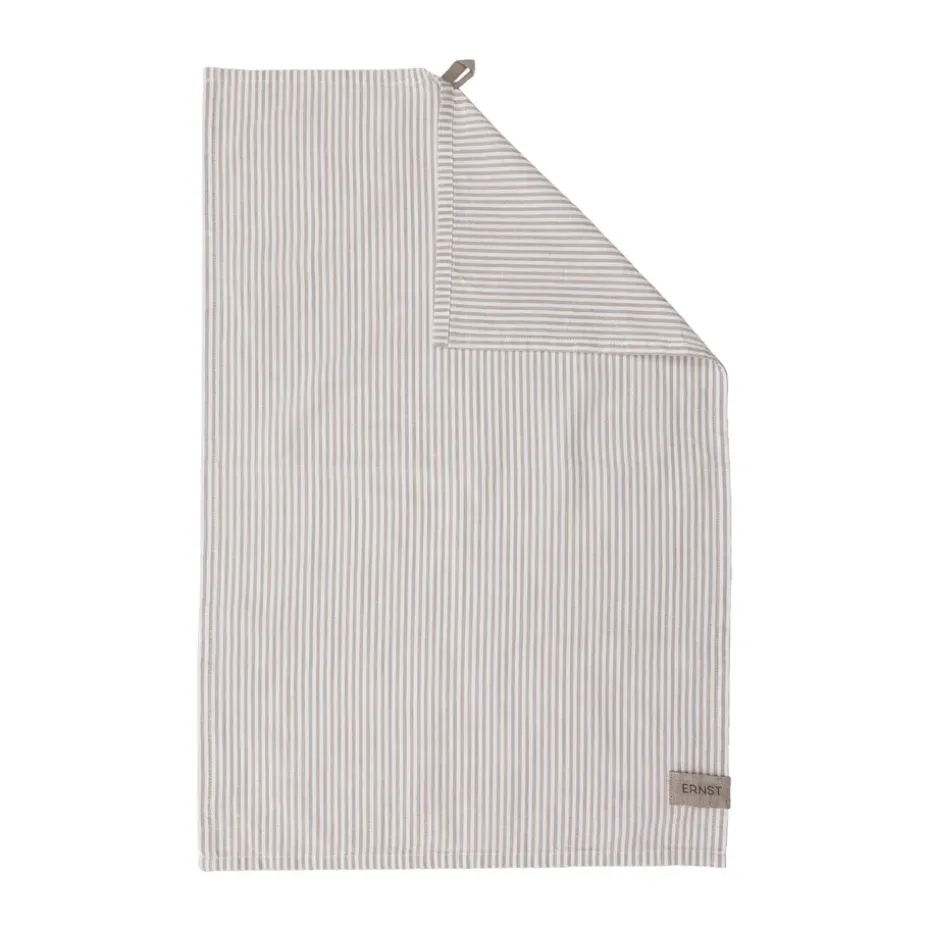 Torchon Ernst rayures fines 47x70 cm, Rayé beige-blanc