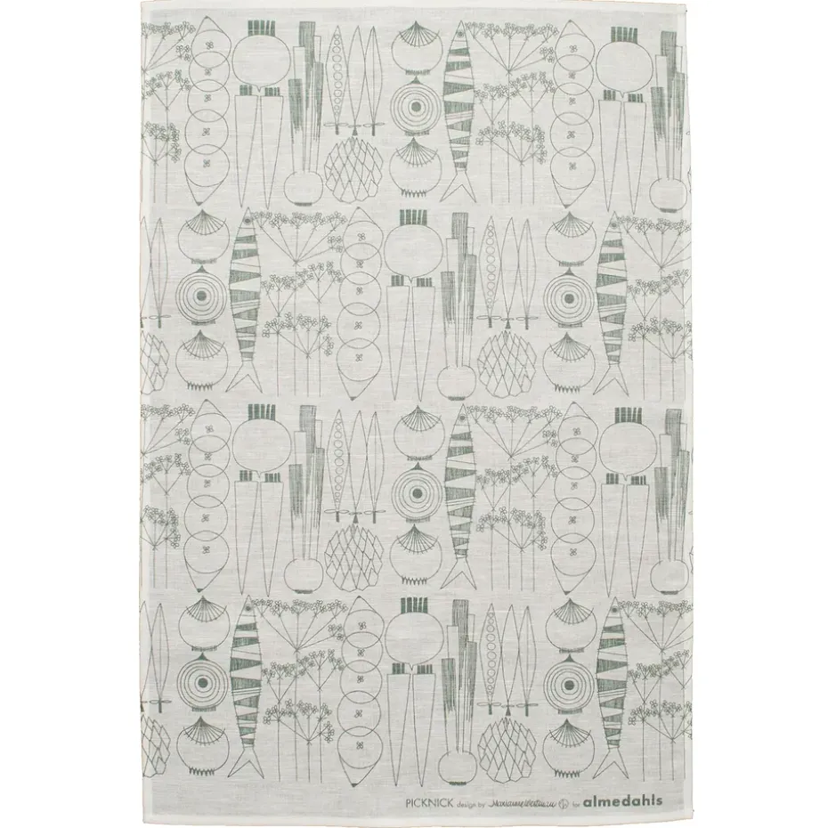 Torchon Picknick, Blanc-Gris vert