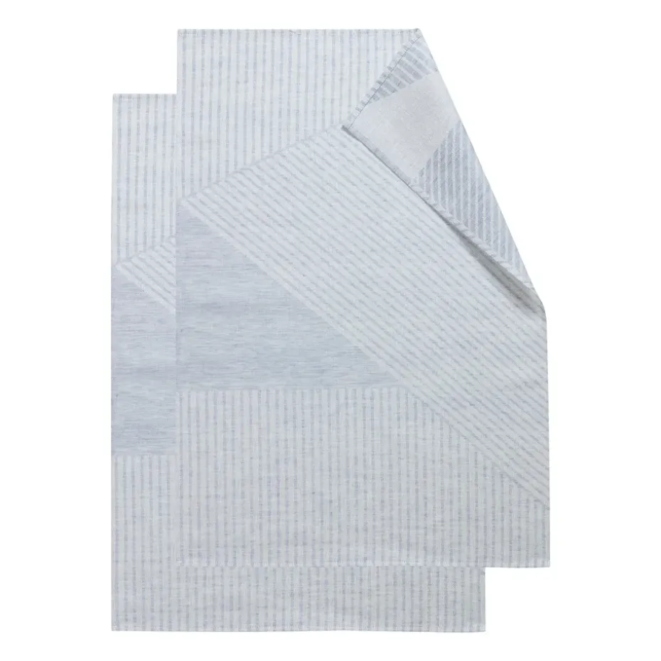 Torchon Stripes 47x70 cm Lot de 2, Bleu-blanc