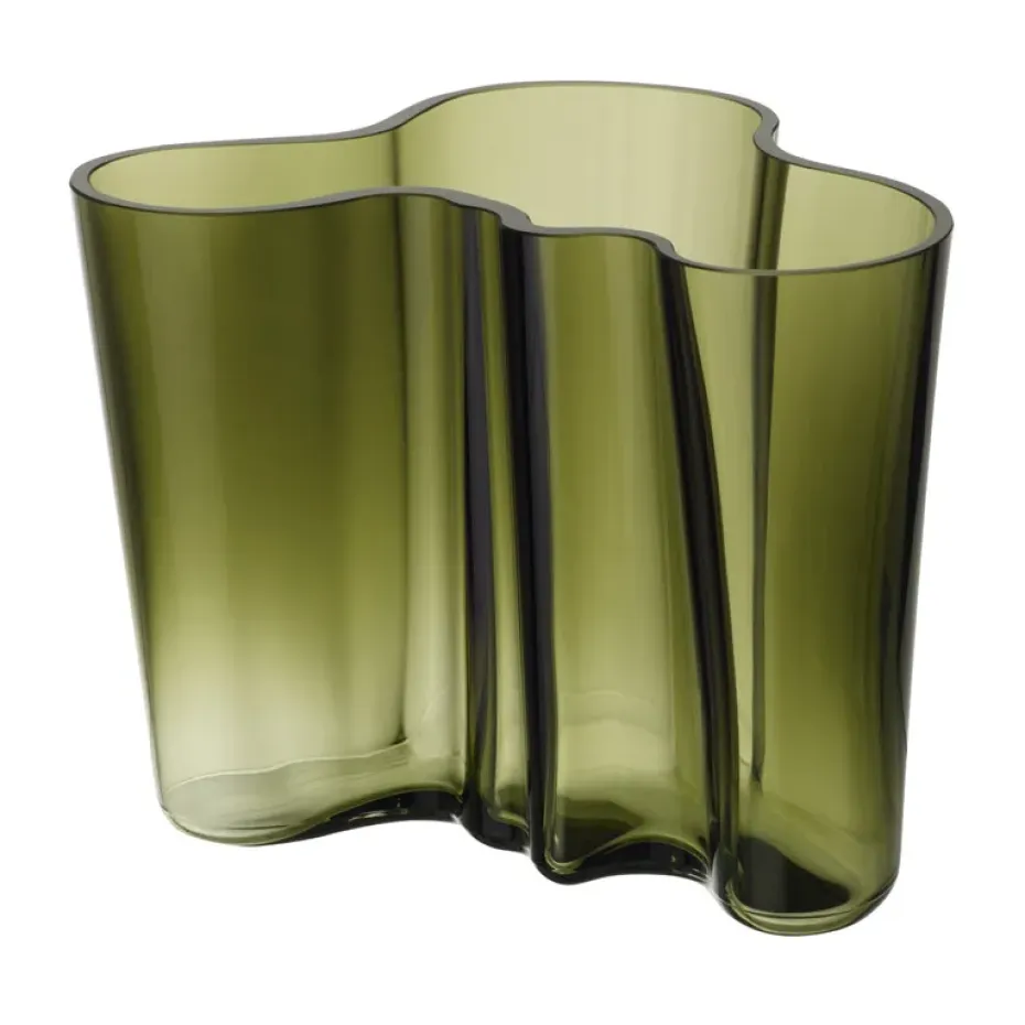Vase vert mousse Alvar Aalto, 160 mm