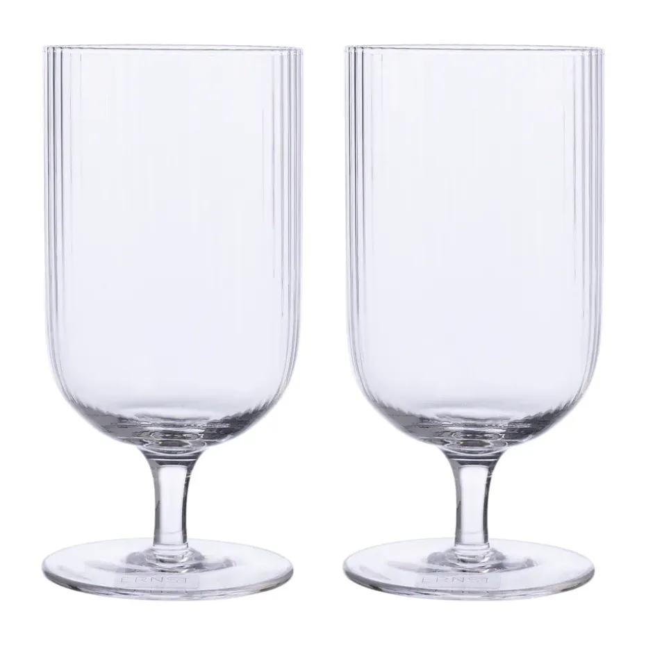 Verre à bière Ernst rainuré (2 pièces), Transparent