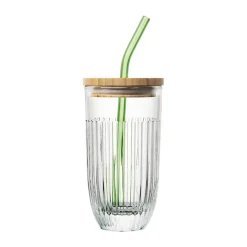 Verre à smoothie Ouessant avec couvercle et paille 43 cl, Transparent