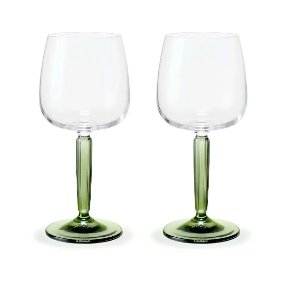 Verre à vin blanc Hammershøi 35 cl Lot de 2, Transparent-vert