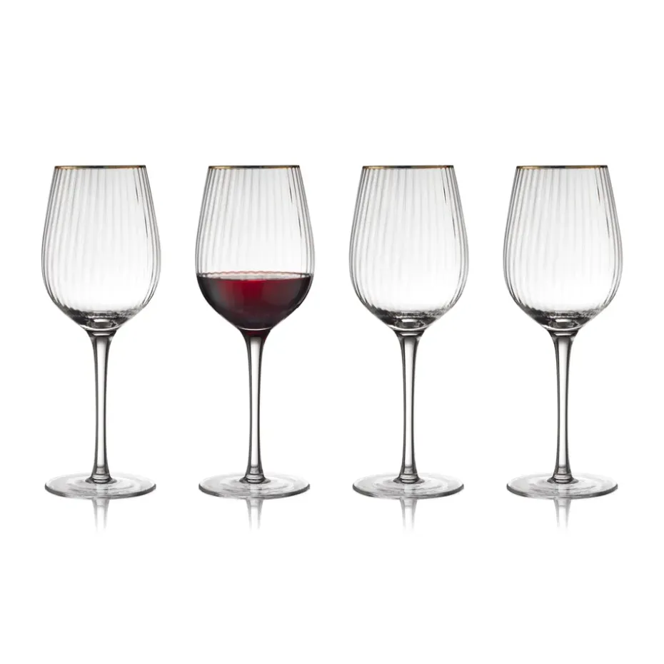 Verre à vin rouge Palermo Gold 40 cl, lot de 4, Transparent-or
