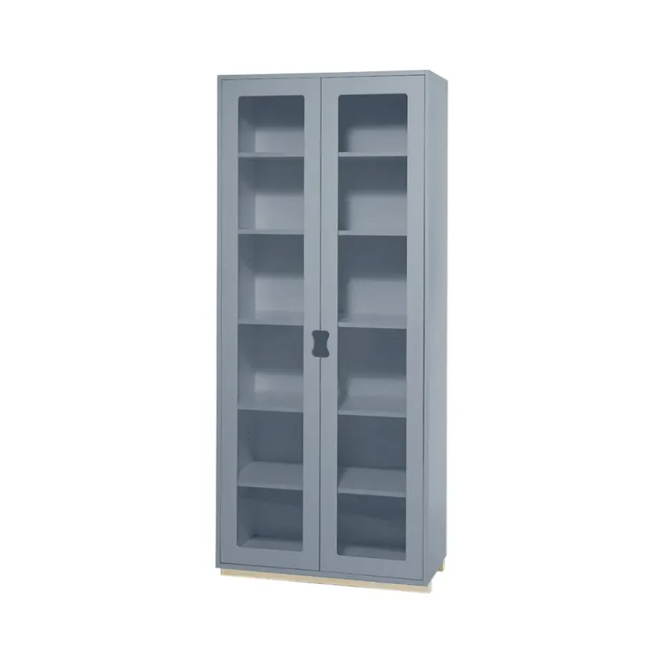 Vitrine haute Snö F, Nordic blue, support en bouleau, dj.30 cm