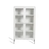Vitrine Volt 130 cm laquée blanche, Détails en acier inoxydable
