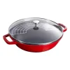 Wok avec couvercle en verre Ø30 cm 4,4 L, Rouge