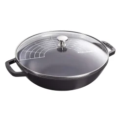 Wok avec couvercle en verre Ø30 cm 4,4 L, Noir
